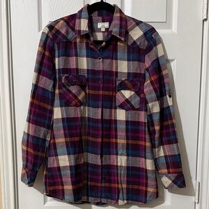 Plaid Button-Up Shirt - Multicolor